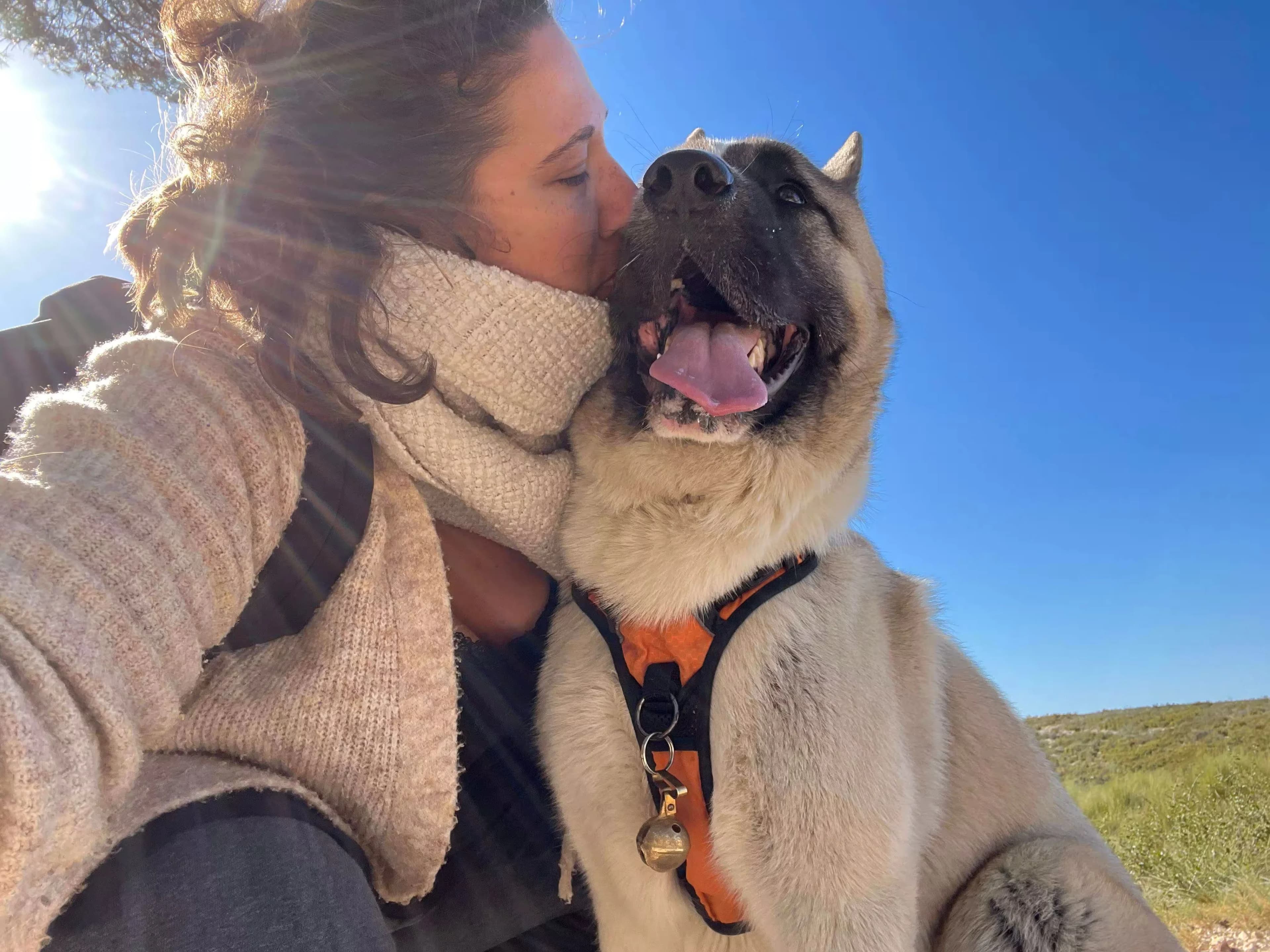 Elisa Juvigny, comportementaliste canin, avec son chien Samaël illustrant la page des tarifs de la Haronne Dogs School